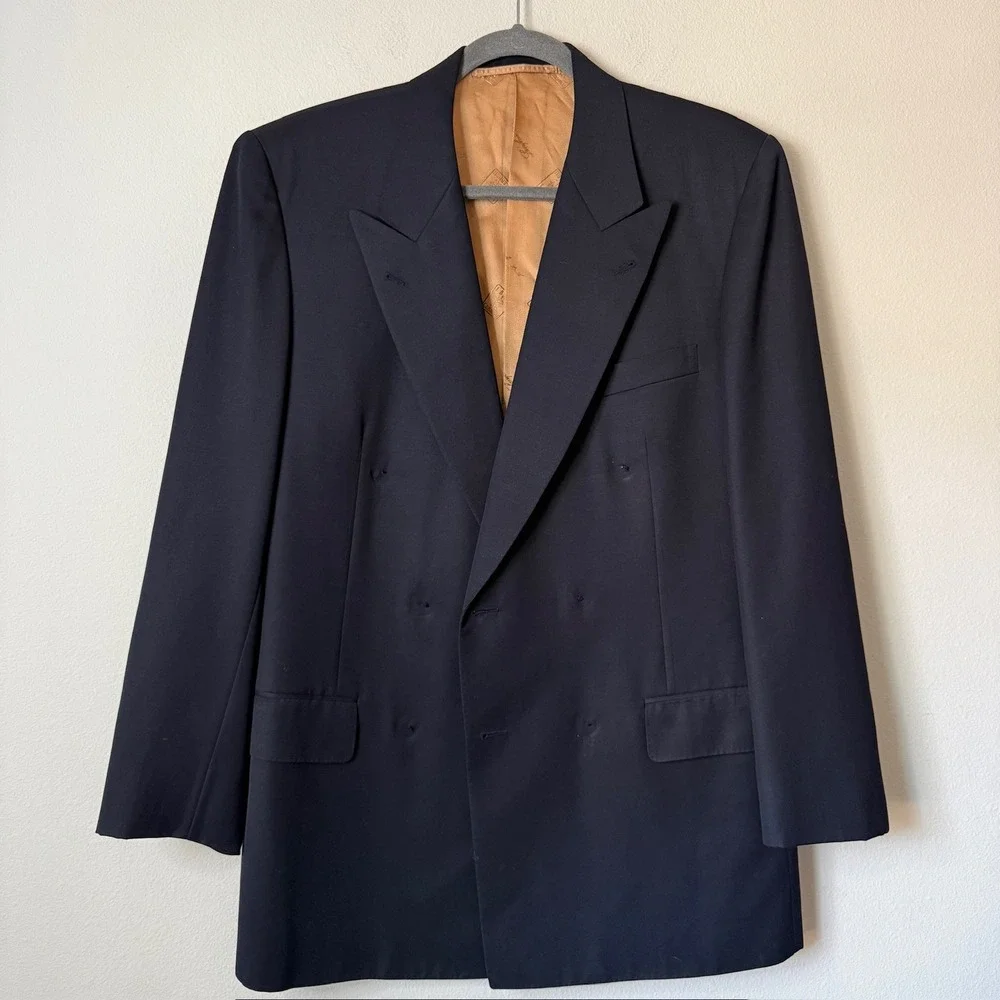 Frankie Tailor Vitale Barberis Canonico Super 130s Navy Double Breasted Blazer